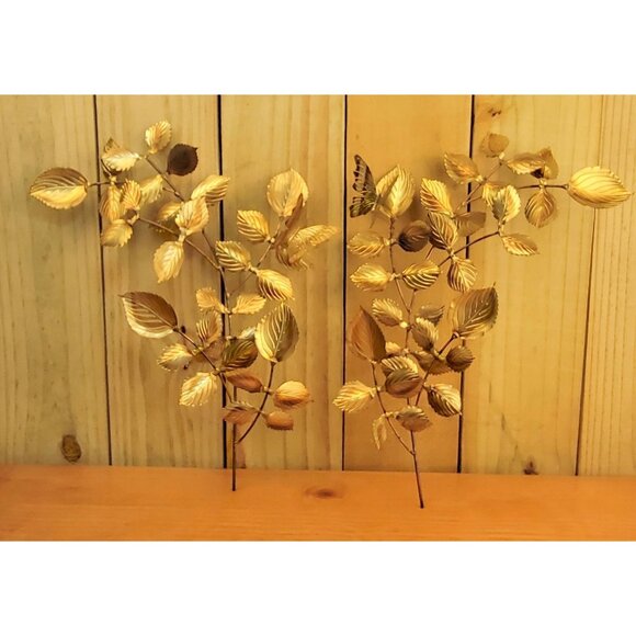 Vintage Mid-Century Modern Metal Leaf Wall Art, Set 2 - Picture 1 of 12